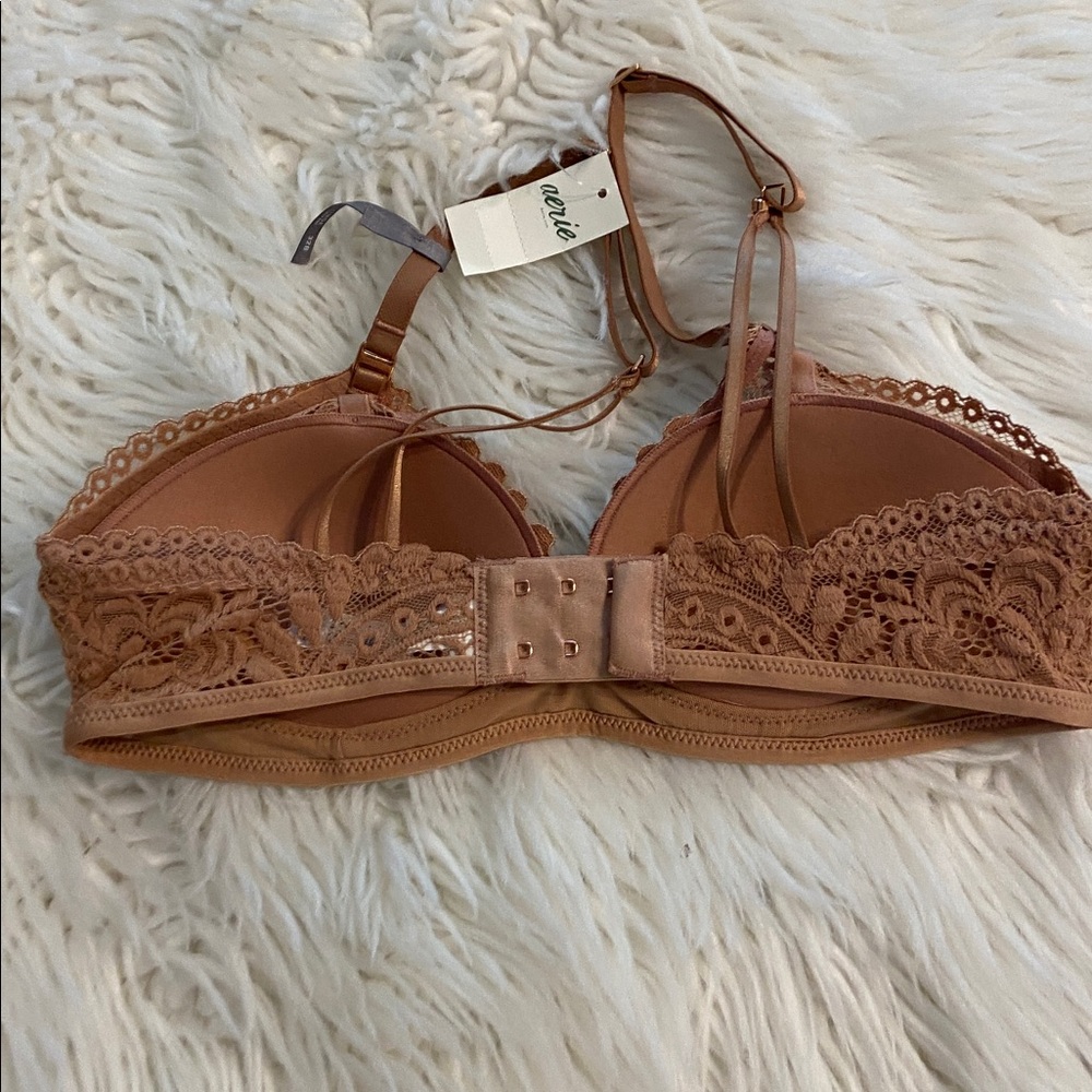Aerie Plunge Women's Lace Bralette - Brown/Tan size 32B brand new - Picture 4 of 8